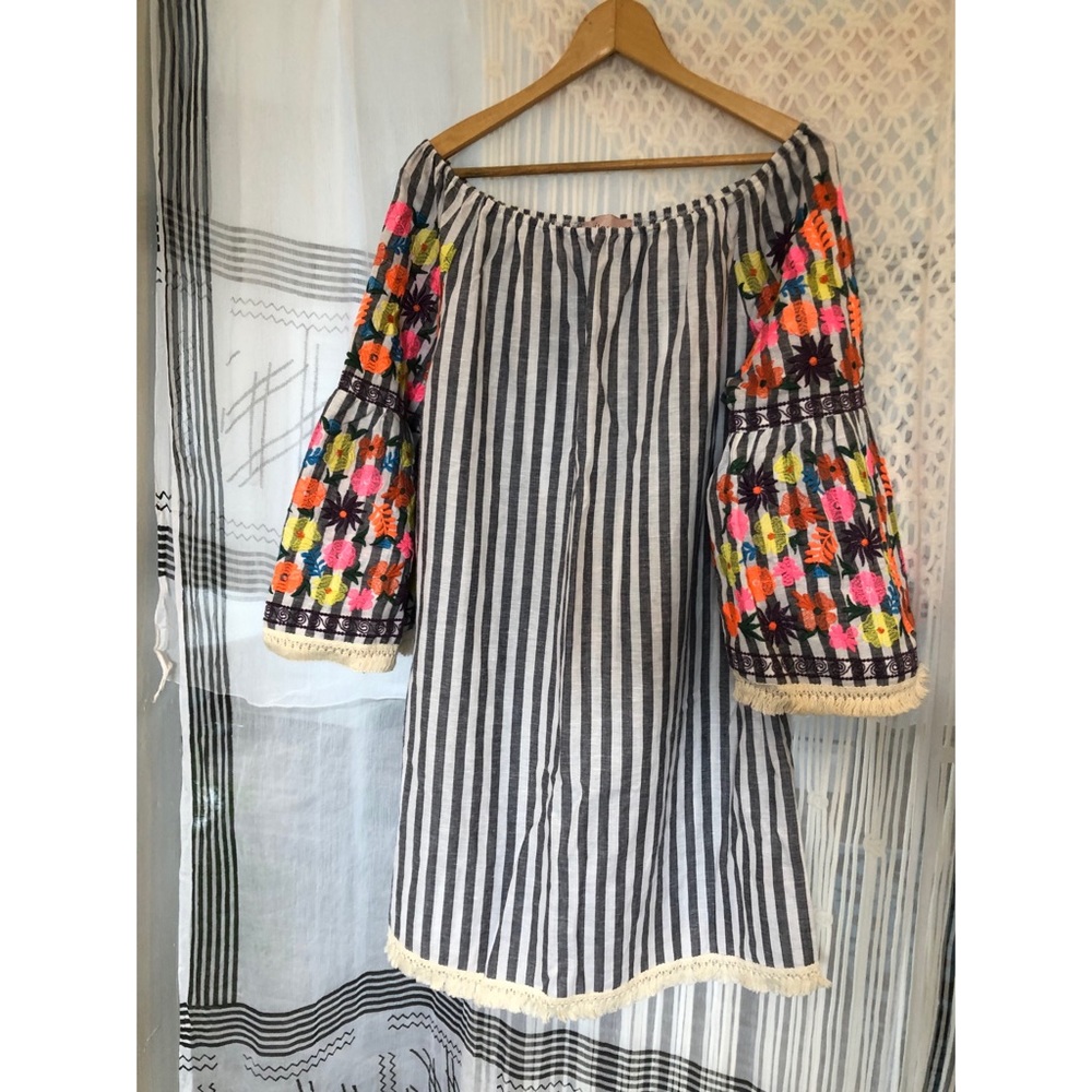 NWOT Philosophy embroidered striped dress L